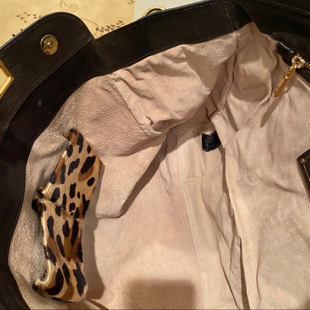 Prada vintage leopard dyed calf fur tote satchel - Picture 5 of 13